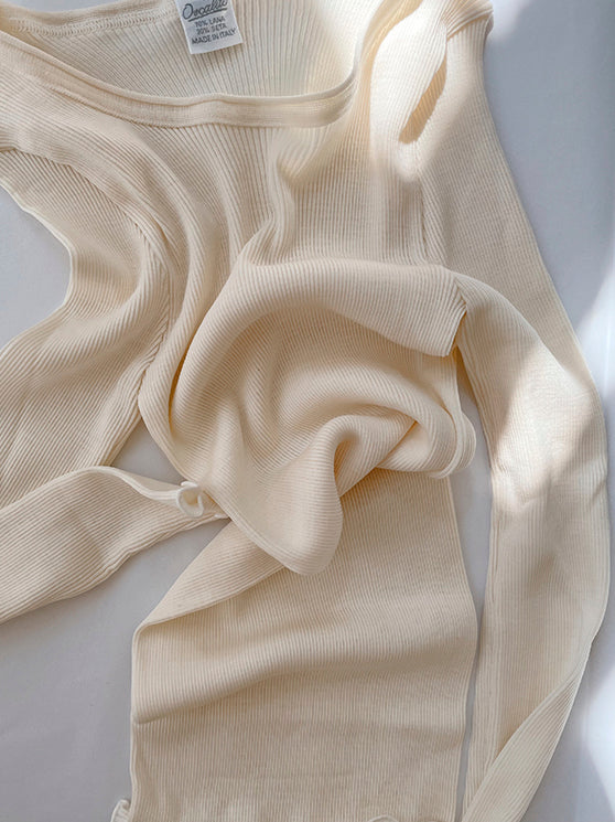 Long sleeves top pleated wool and silk knit by Oscalito An essential  reference