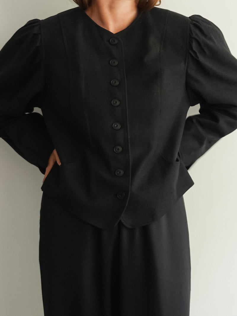 Vintage Black Linen Jacket
