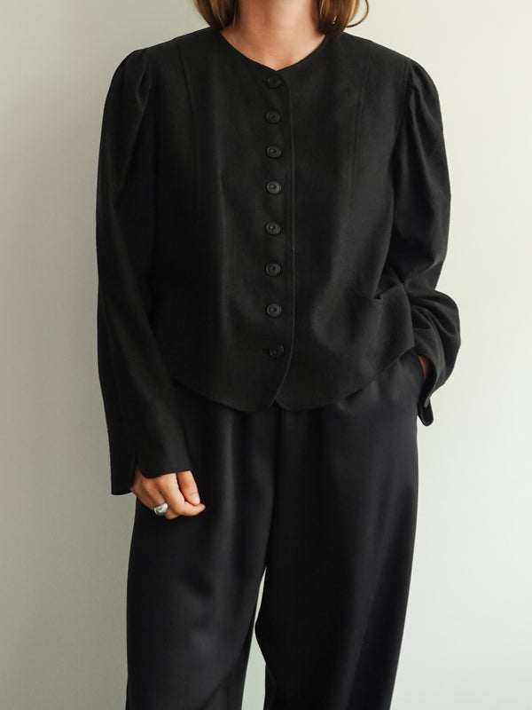 Vintage Black Linen Jacket