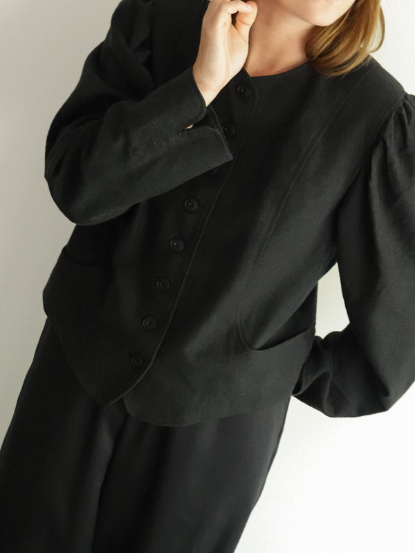 Vintage Black Linen Jacket