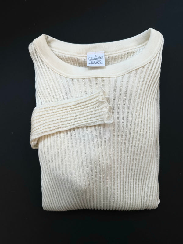 Wool Silk Long Sleeve - Pointelle Ivory