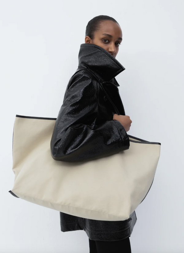 Canvas Tote - Beige / oil Black