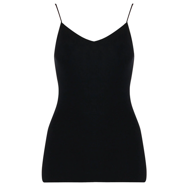 Cotton Seamless Strap Top - Black