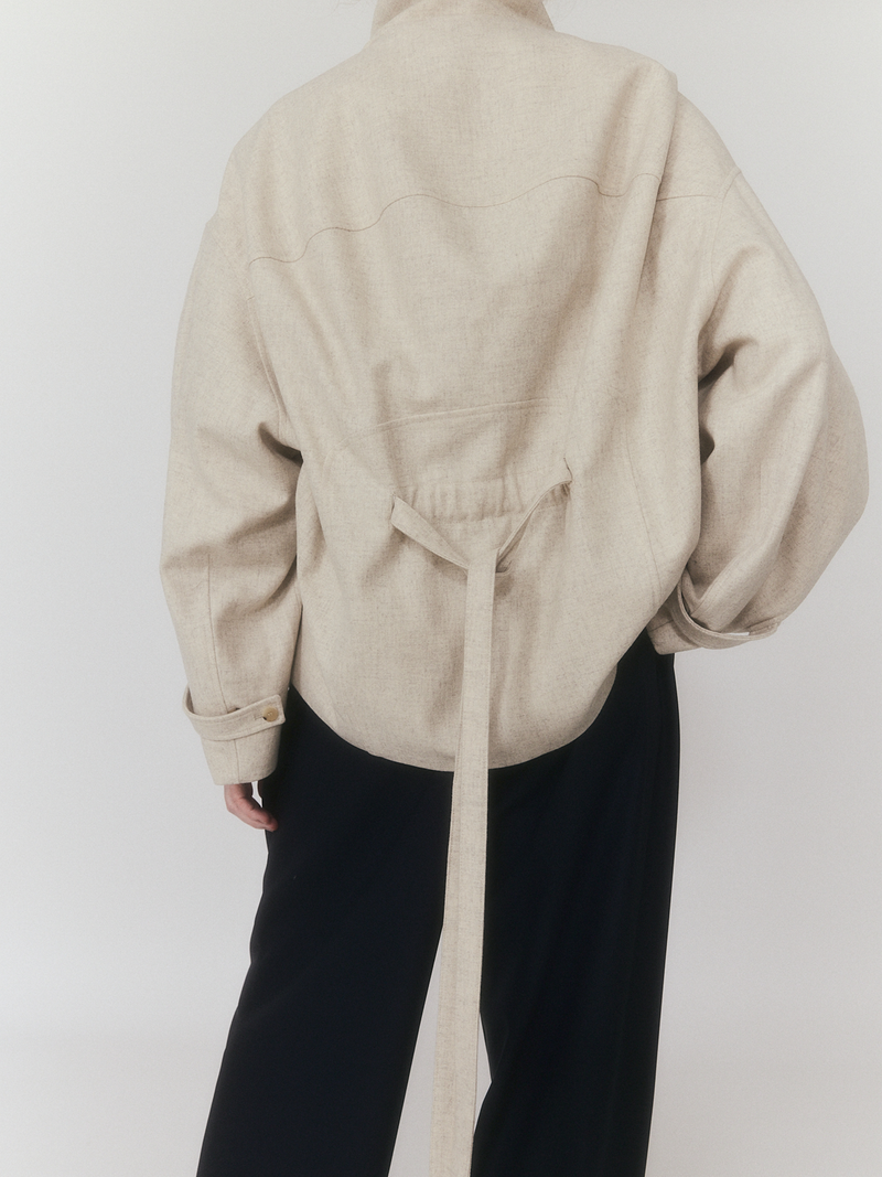 High Neck Wool Jaket - Ivory