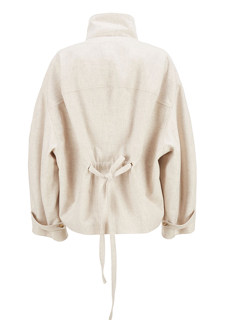 High Neck Wool Jaket - Ivory