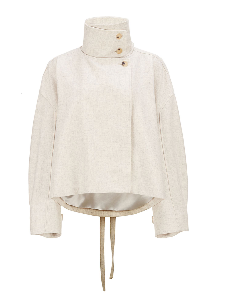 High Neck Wool Jaket - Ivory