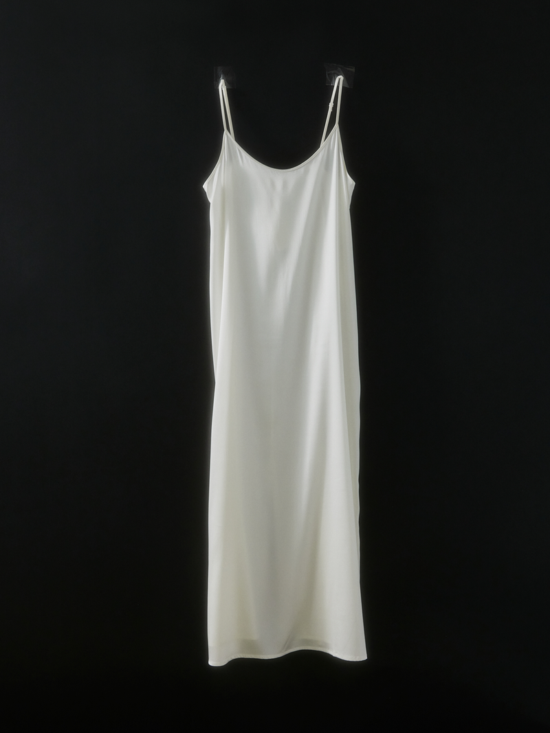 OSCALITO SILK SLIP DRESS - WHITE